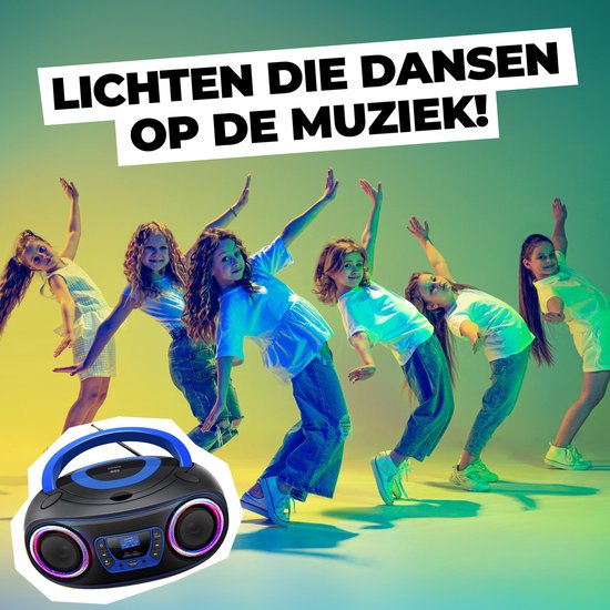 Denver Portable DAB Radio CD Player Kids - Bluetooth - Light Effects - Boombox - AUX - FM - TDB212BLUE