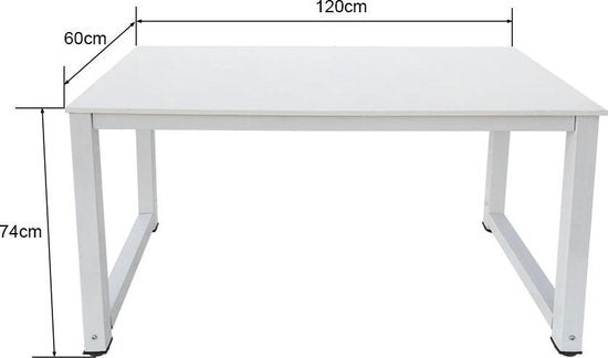 Bureau table informatique - table de cuisine - métal bois - 120 cm x 60 cm - blanc