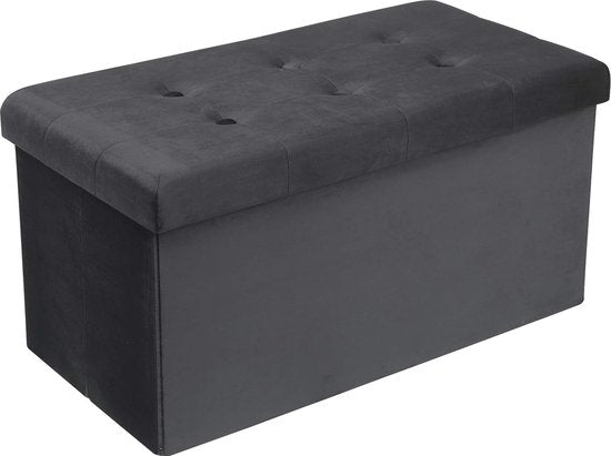 Tabouret de rangement Siège velours,Tabouret de rangement pliable 76x37.5x38cm,Gris SH70gr