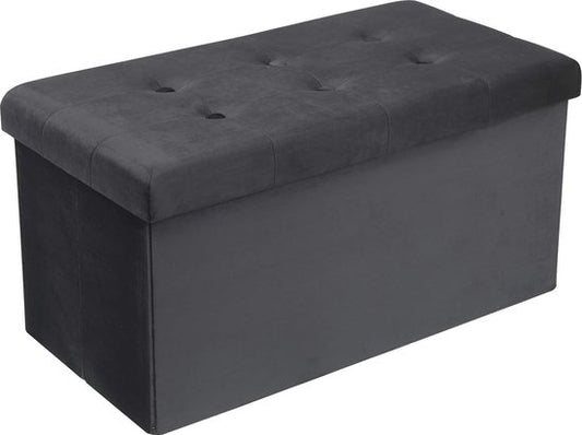 Tabouret de rangement Siège velours,Tabouret de rangement pliable 76x37.5x38cm,Gris SH70gr