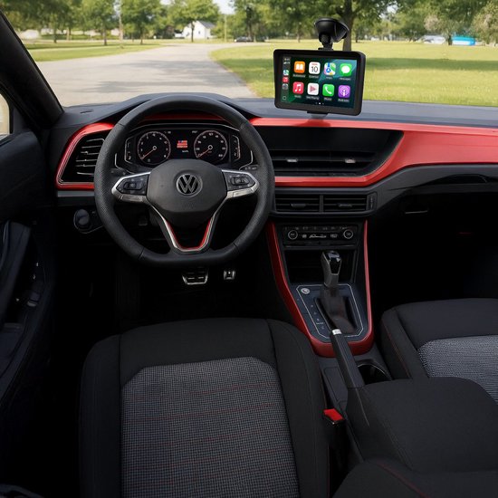Skoov Écran Carplay - Sans fil - Avec caméra de recul - Installation facile - Pour voiture Apple & Android - Noir