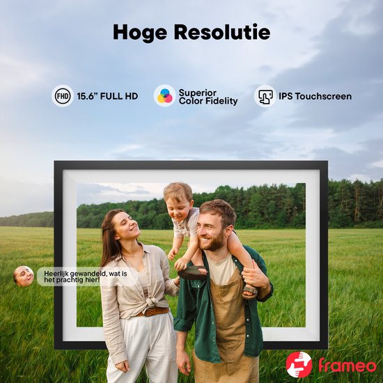 Cadre photo numérique Denver 15,6 pouces - XL - Full HD - Frameo App - Cadre photo - WiFi - 16GB - IPS Touchscreen - PFF1516