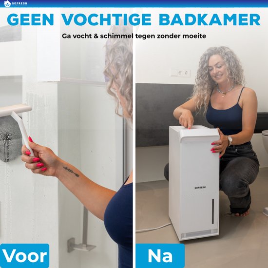 Sofresh déshumidificateur 25 litres par jour - Déshumidificateur et déshumidificateur pour cave, salle de bain, grenier et salon - Blanc