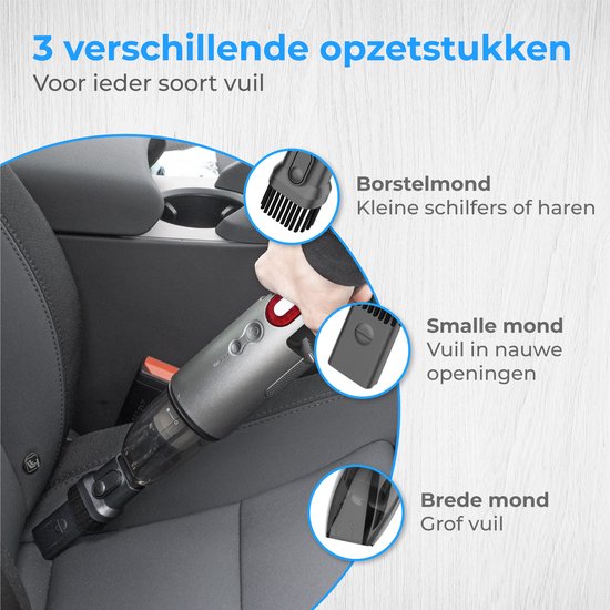 Nuvance - Aspirateur de Voiture - 6000Pa - Aspirateur à Main sans Fil - Rechargeable par USB - Aspirateur de Main - Aspirateur de Voiture - Ramasse-miettes - Ramasse-miettes