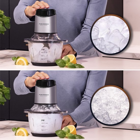 JAP Appliances Multi Chop + Expansion Pack - Hachoir avec bol en verre 600ml - Broyeur à glace, épluche-ail et batteur à oeufs - Lavable au lave-vaisselle - 400W