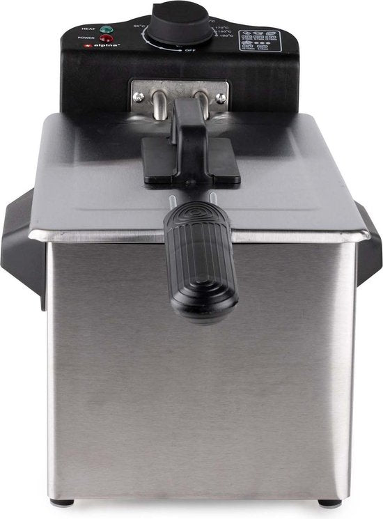 alpina Fryer - Poêle à frire - 3 litres - 2000 Watt - Acier inoxydable - Avec bouton thermostatique