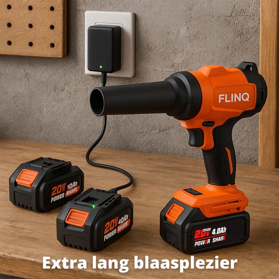 FlinQ Hand Blower Premium - Souffleur de feuilles sans fil avec batterie - Multi purpose - Borseless Motor - incl 2 batteries & ear protectors