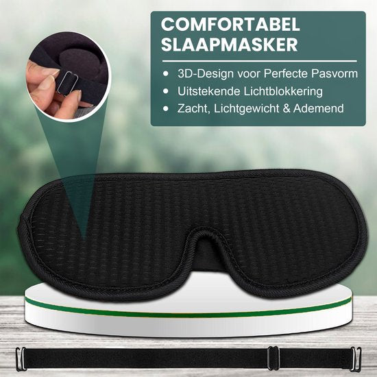 Novalance - Masque de sommeil de luxe - 3D Ergonomique - 100% obscurcissant - Mousse à mémoire de forme - Masque de sommeil - Masque pour les yeux