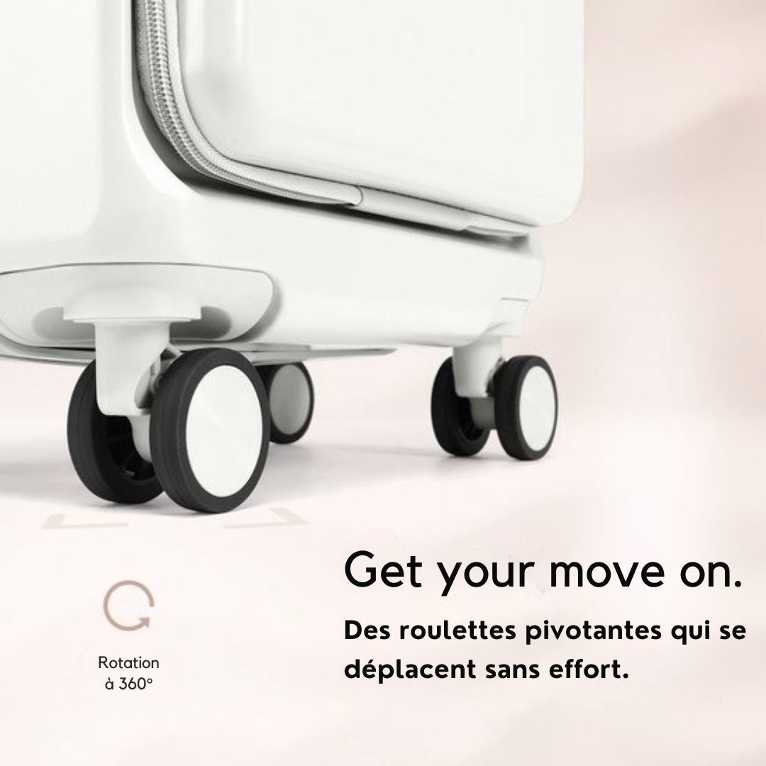 Valise cabine Skycases 35 L - à roulettes légère - Roulettes pivotantes - Cadenas TSA et compartiment pour ordinateur portable - avec poche avant pratique - 55 cm - Blanc cassé