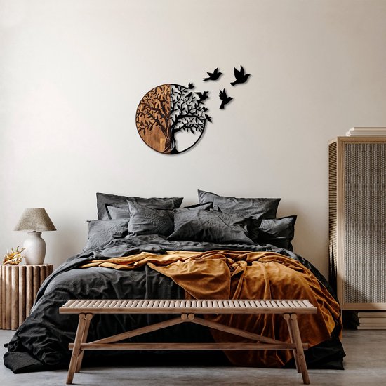 Décoration intérieure - Accessoire mural décoratif en bois noyer noir - Bel accessoire de maison - Dimensions 92x3x71cm