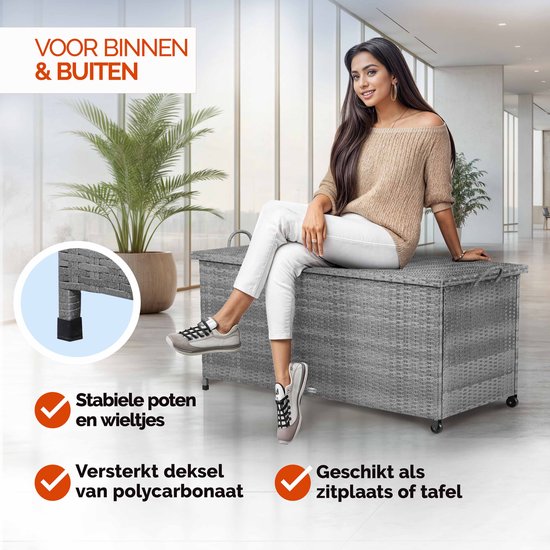 Casaria Boîte de rangement - Résistant aux intempéries 122x56x61cm 420L - Gris