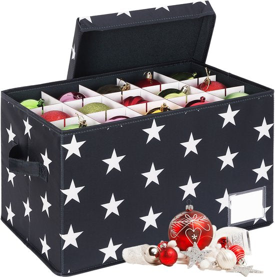 Boîte de rangement pour boules de Noël - pour 30 boules - avec étiquette - gris