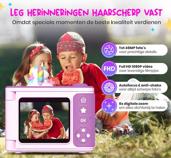 K&L Digital Kids Camera Kids 32GB - Caméra vlog pour enfants - Caméras numériques pour enfants - Appareil photo pour enfants - Appareil photo pour enfants