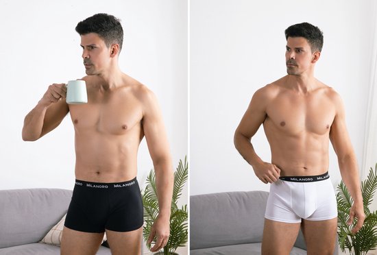 Milanoro - Lot de 10 boxers stylés en coton - Noir - XXL