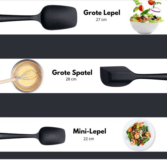 VAIVE Spatule 6 pièces - Spatule en silicone - Set de spatules - Ustensiles de cuisine - Spatule à poêle - Spatule à pâtisserie - Spatule à casserole