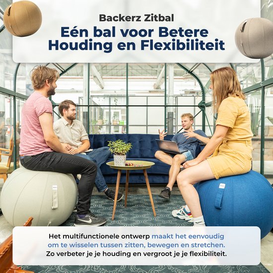 Backerz Sitting Ball 75 CM - Ballon d'assise avec housse en lin - Chaise ergonomique pour le bureau et la maison - Ballon de yoga de luxe - Anthracite 2