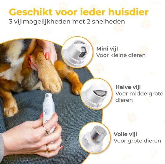 Nuvance - Lime à ongles électrique - pour chiens, chats et animaux - rechargeable par USB - tête de lime en diamant - sans fil - blanc