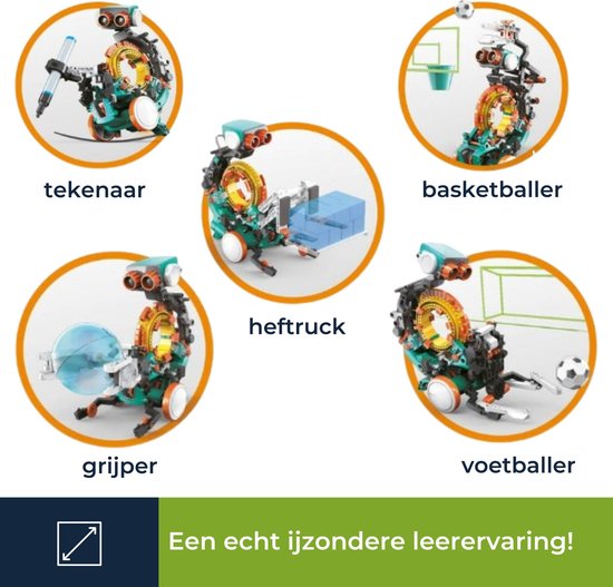 Robot de codage éducatif, kit de construction 5-en-1, robot, apprendre à programmer, jouets de construction STEM, apprendre les bases de la programmation, sans ordinateur ni application