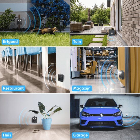 Vulpes Goods® Repellent Marten Repellent PRO V3 - Répulsif contre les nuisibles - Répulsif contre les martres pour l'extérieur - 100% étanche - Sans fil et rechargeable - 2 pièces