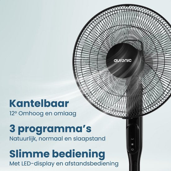 Auronic Tripod Fan - Ventilateur sur pied - Air Cooler - Ventilateur de sol et de table - 3-en-1 - 12 vitesses - Ventilateur silencieux - Ventilateur - Avec télécommande - Noir