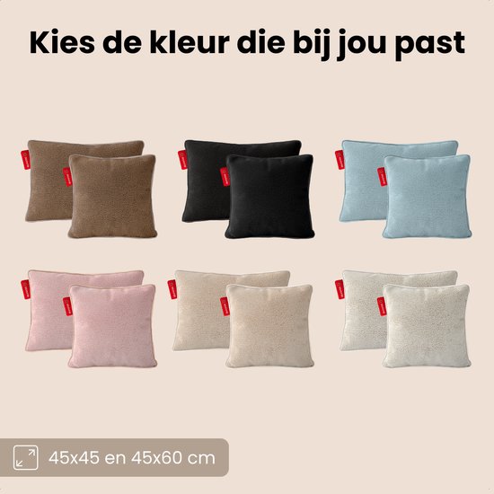 Auronic Heat Pillow - Sherpa Fleece - 45x45 - Sans fil - Rechargeable - Oreiller électrique - Infrarouge - Beige