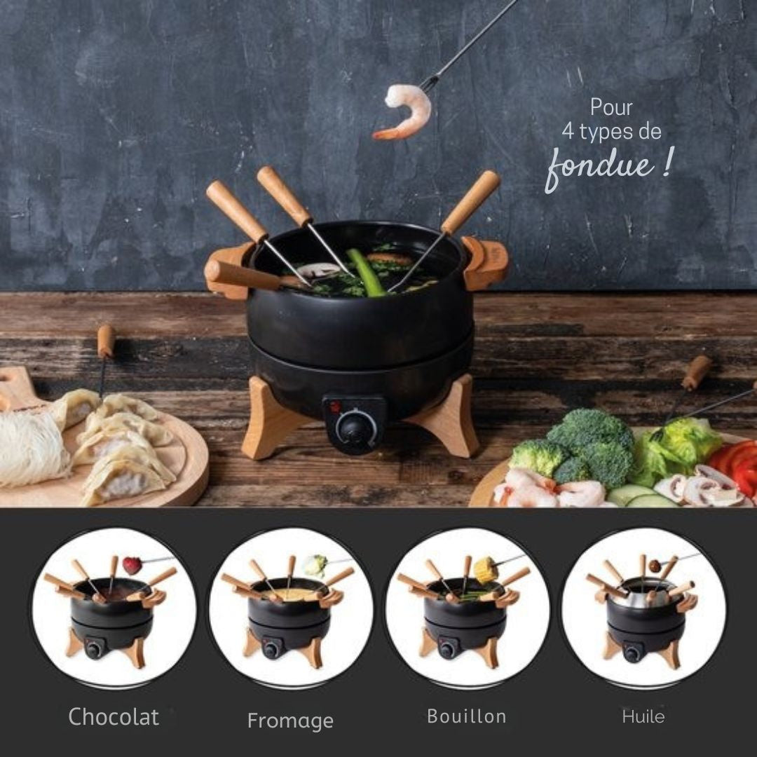 Set à fondue électrique Boska Party - 2.3L - Pour fondue au fromage, fondue au chocolat, fondue Hotpot et fondue au bouillon - Avec régulateur de température - noir