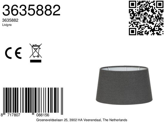 Abat-jour LIVIGNO - Light & Living - 35x30x18cm - Gris foncé