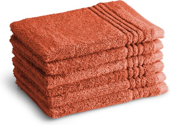 PHLOX Supreme Washcloths 16x21 - set of 6 - Heavyweight 600 g/m2 - Terracotta