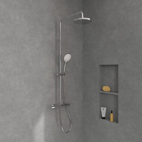 Colonne de douche 3 jets Villeroy & Boch, Universal Showers douchette 110 mm, avec mitigeur thermostatique, chrome