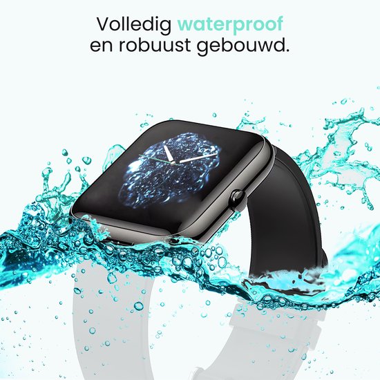 MAOO AMPLIFY Smartwatch - Protection d'écran incluse - Fréquence cardiaque, pression artérielle, saturation sanguine, sommeil, distance - Podomètre - Smartwatch homme - Smartwatch femme - Montre - Cadeau de Noël - Noir