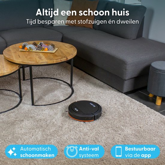 Ølven Robot aspirateur avec fonction balayage - App - Station de recharge - Convient aux animaux domestiques - Robot balayeur