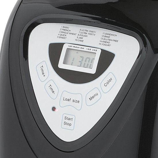 Princess Breadmaker 152009 - Minuteur - Affichage digital - 15 programmes de cuisson - Programme sans gluten - 900 Gr - 600 Watt - Noir/Argent