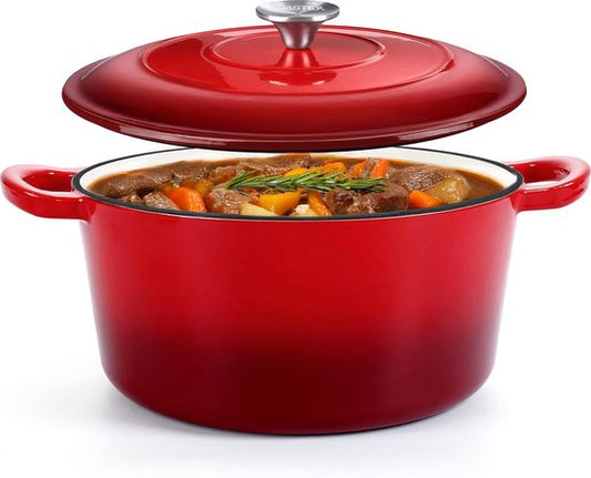 Cocotte - Castex - Casserole en fonte - Compatible toutes sources de chaleur - 6.4L - Rouge