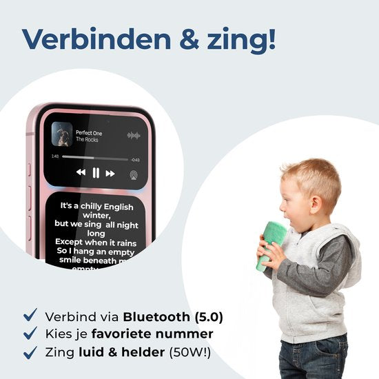 Denver Karaoke Microphone Bluetooth - Sans fil - Haut-parleur avec finition duveteuse - Ensemble Karaoké - AUX - MicroSD - KMS30GN