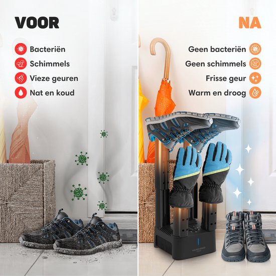 Vulpes Goods® Tech - Sèche-chaussures et rafraîchisseur de chaussures avec minuterie - 4-en-1 - Sèche-gants - Dispositif de séchage - Fonction de séchage - 10x diffuseurs de parfum inclus - PRO MAX
