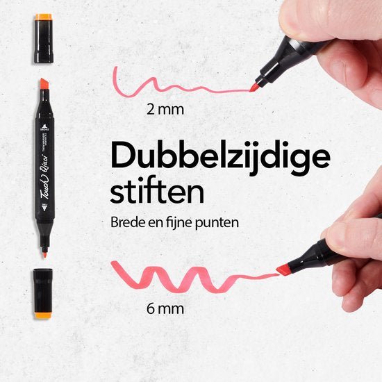 Brixy Twinmarkers 264 pièces - Marqueurs professionnels à alcool - pointe double face - marqueurs - sac de rangement avec support