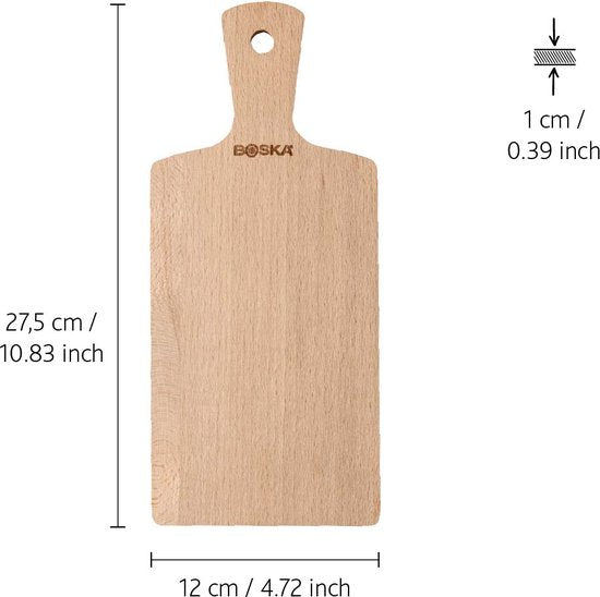 Boska Serving Board Geneva S - Avec poignée - Bois de hêtre européen - Marron - Planche à boire - 27.5 cm