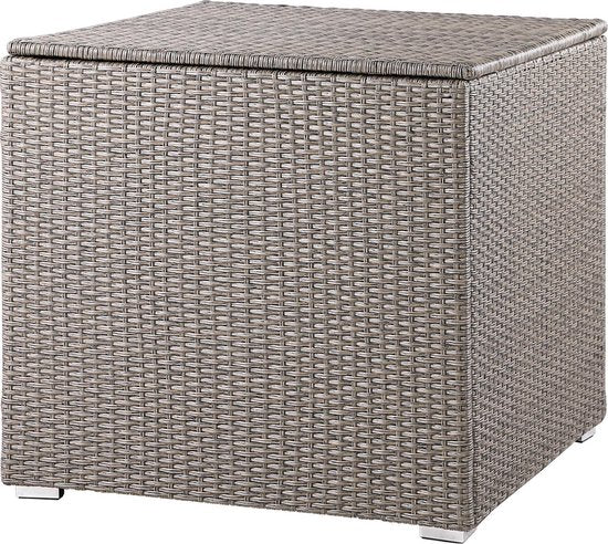 Boîte à coussins en polyrotin, Casaria, 318 L avec couvercle, 75x75x70cm, Geige