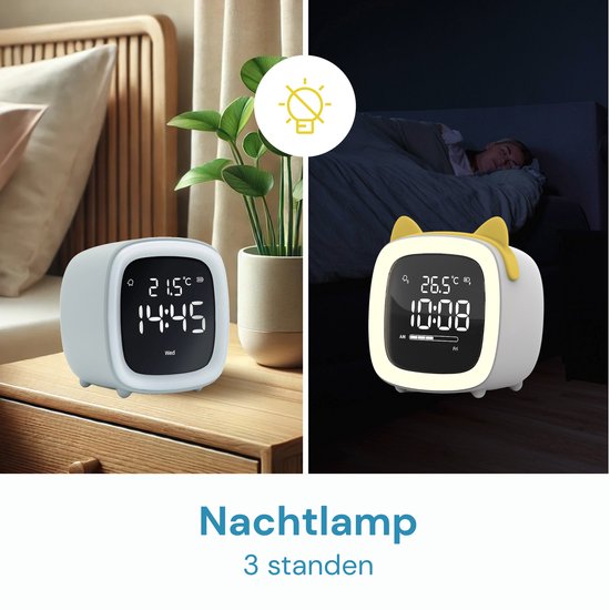 JustAnotherProduct AP18 - Réveil numérique rechargeable avec lumière (3 modes) - Réveil avec température (15,5°C à 50°C) - Réveil 12/24h - Veilleuse - Gris