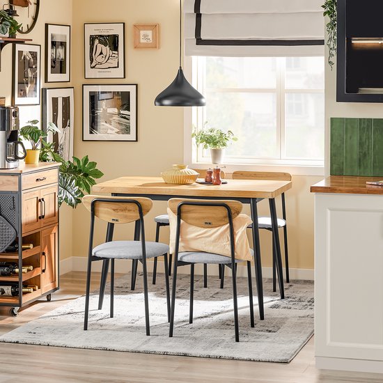 SoBuy OGT52-N Ensemble de table à manger 5 pièces avec chaises confortables, table à manger avec 4 chaises, table de cuisine compacte pour les petits espaces, idéale pour la salle à manger, la cuisine, le salon