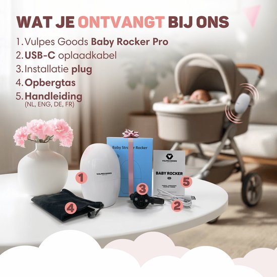 Vulpes Goods® BabyCare - Berceuse pour poussette - Balançoire pour bébé - Berceuse automatique - Sac de transport inclus - Version PRO