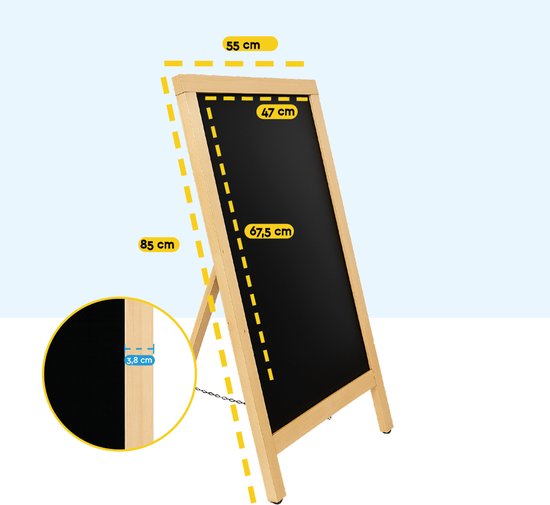 BRASQ Chalkboard Blank - 55x 85 CM - Tableau noir - Enseigne publicitaire - Enseigne de trottoir - Simple face - pour l'intérieur et l'extérieur - Hospitalité