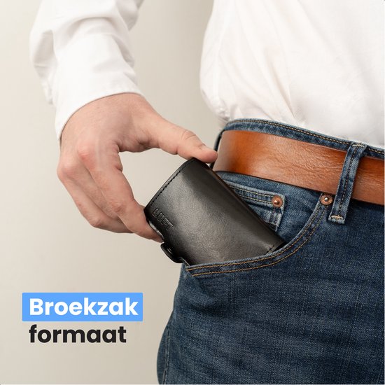 LUFT Porte-cartes pour 10 cartes Cuir - Sécurisé - Extensible - Protection RFID - Carte - Portefeuille - Aluminium - Homme - Pour hommes et femmes - Porte-cartes - Noir