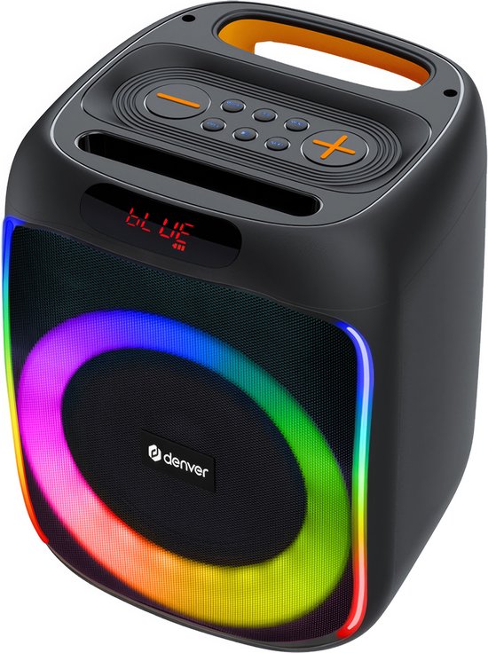Enceinte Bluetooth Denver Party Box - Lumières disco - Incl. Télécommande - Prise microphone - BPS165