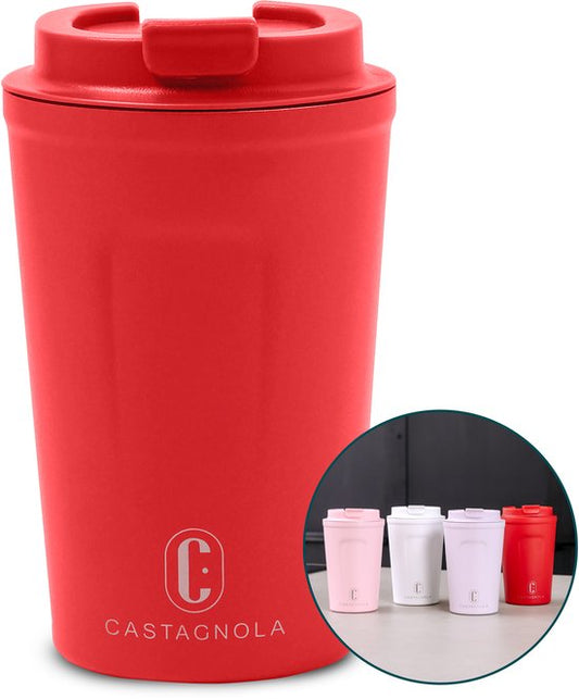 Tasse thermos Castagnola - Tasse à café à emporter - Tasse de voyage pour café et thé - Tasse à thé - 380 ML - acier inoxydable - Rouge