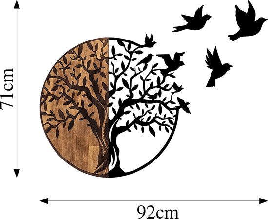 Décoration intérieure - Accessoire mural décoratif en bois noyer noir - Bel accessoire de maison - Dimensions 92x3x71cm