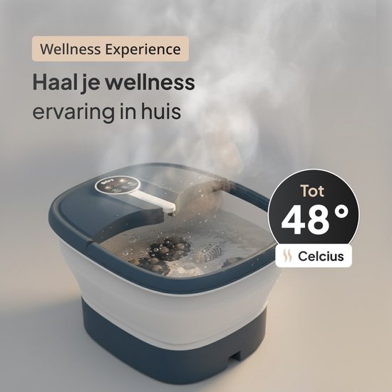 Brixy Bain de pieds à massage automatique - Appareil de massage des pieds - Bain de pieds électrique - Pliable - Chauffe jusqu'à 48°C - 14L