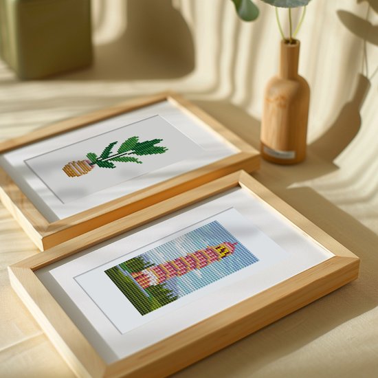 Rubye® Mini peintures de diamants - 2 pièces - Set - Adultes - Peinture de diamants pour enfants - Tour de Pise et plante d'intérieur - 15x20cm