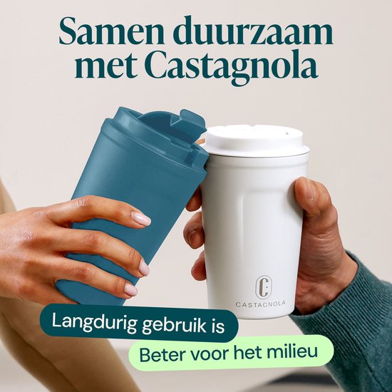 Tasse thermos Castagnola - Tasse à café à emporter - Tasse de voyage pour café et thé - Tasse à thé - 380 ML - acier inoxydable - Bleu