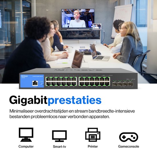 Linksys LGS328C - Commutateur réseau - Gigabit - Géré - 24 ports - 4 ports SFP+ - Noir